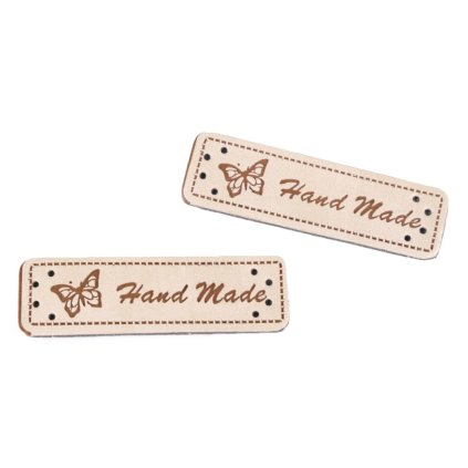 Hand Made, koženková cedulka Motýl béžový