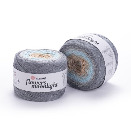 Příze Flowers Moonlight 3268 tmavě šedá,světle šedá,bledě modrá,tmavě béžová