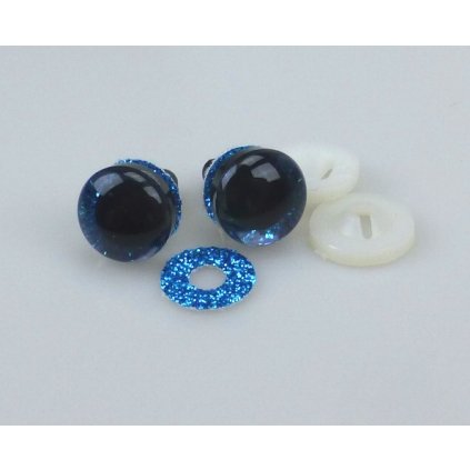 Oči bezpečnostní třpytivé modré, 20 mm