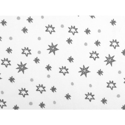 Vánoční bavlněná látka bílá s hvězdičkami