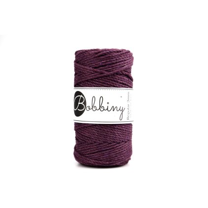 Bobbiny 3PLY  Macrame Regular 3 mm ostružina  ( BLACKBERRY)