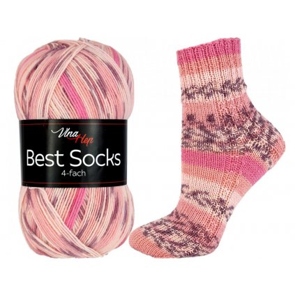 příze Best Socks 7303 smetanová, matná lososová, růžovofialová