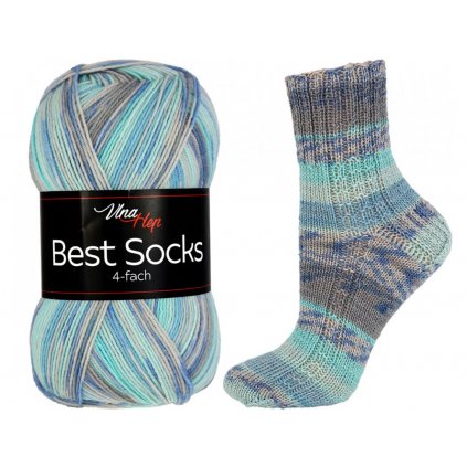 příze Best Socks 7302 tyrkysová, modrá, šedá