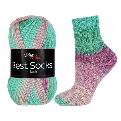 příze Best Socks 7326 mentolová, fialková