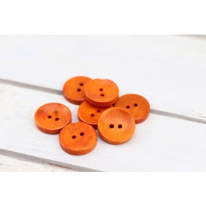 Dřevěný knoflík kulatý Ø 20 mm oranžový