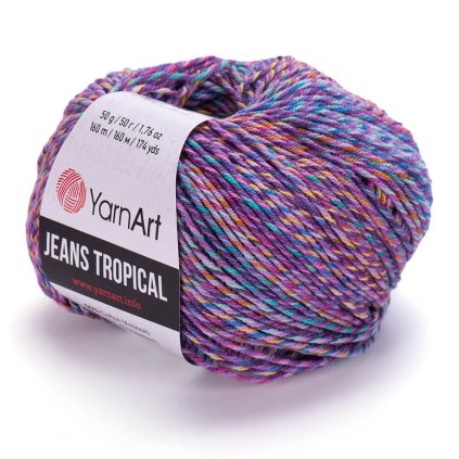 příze Jeans Tropical 622 fialová, tyrkysová, žlutá, růžová