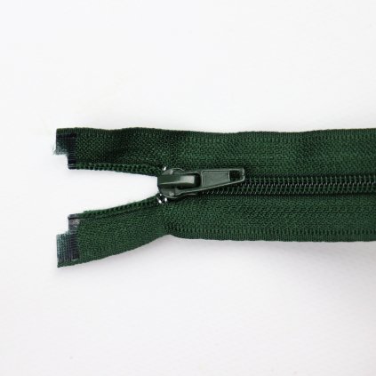 Spirálový zip dělitelný 60 cm myslivecky zelený