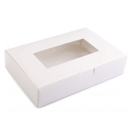 Papírová krabička s průhledem 5 x 16 x 24 cm bílá
