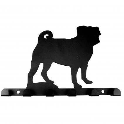 Kovový věšák černý - pes mops