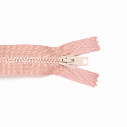 Kostěný zip dělitelný 75 cm světle růžový
