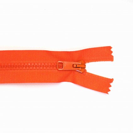 Kostěný zip dělitelný 45 cm oranžový
