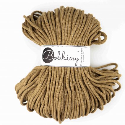 Bobbiny šňůry 5 mm Karamel se zlatou nitkou( Golden Caramel)