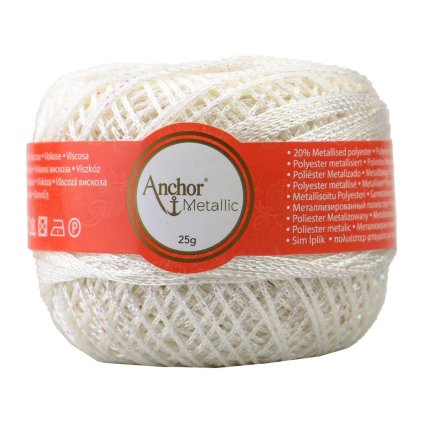 Anchor Metallic 304 bílá se stříbrnou nitkou