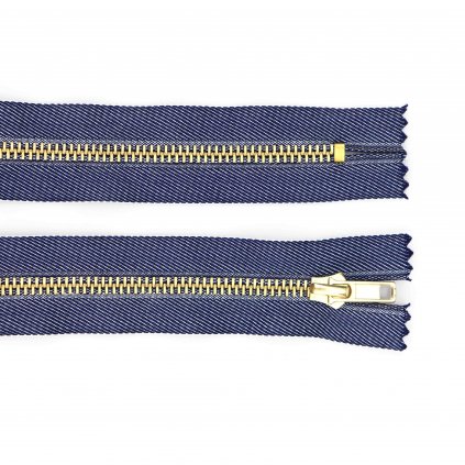 Kovový zip nedělitelný 8 cm, Ø 6 mm světle modrý jeans