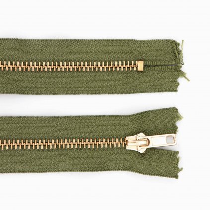 Kovový zip nedělitelný 20 cm,  Ø 6 mm khaki