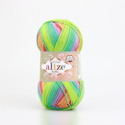 příze Bella Batik 4530 zelená, modrá, červená, oranžová