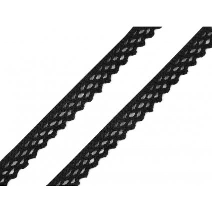 Bavlněná krajka 12 mm paličkovaná černá 5 m