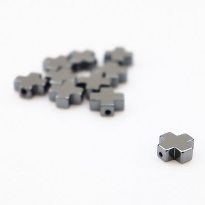 Mezidíl kříž 10 x 10 mm syntetický pokovený hematit antracit