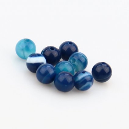 Achát pruhovaný přírodní barvený 6 mm modrý