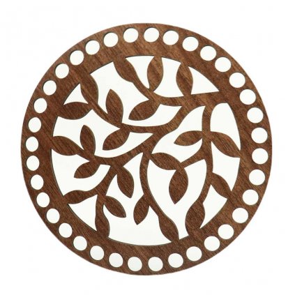 Víko na košík kruh Ø 15 cm dekor ořech, strom