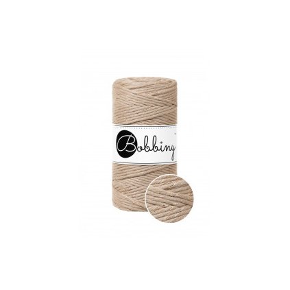 Bobbiny 3PLY  Macrame Regular 3 mm Písková se zlatou nitkou (Golden Sand)