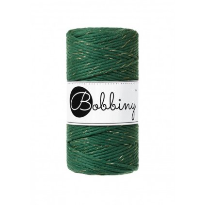 Bobbiny Macramé Cord 3 mm Zelená borovice se zlatou nitkou (Golden Pine Green)