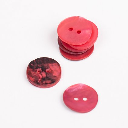 Kulatý knoflík Ø 15 mm perleťový červený
