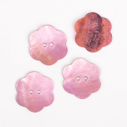 Knoflík Drops kytička Ø 25 mm perleťový růžový