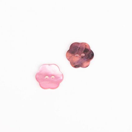 Knoflík Drops kytička Ø 15 mm perleťový růžový