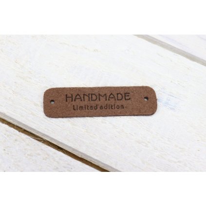 Koženková cedulka Hand Made - Limited edition - 15x55 mm hnědá