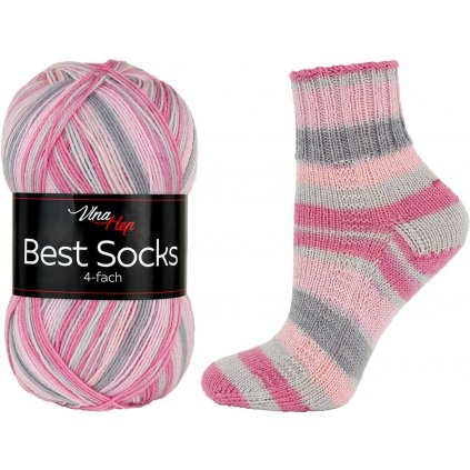 příze Best Socks 7350 světle růžová, růžová, šedá