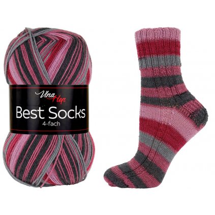 příze Best Socks 7348 tmavě šedá, bordó, světle šedá