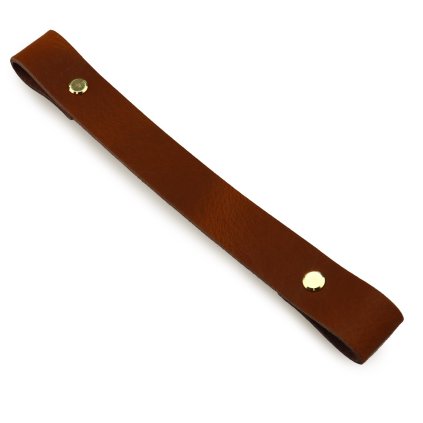 Kožený popruh 22 cm, š. 2,5 cm, tmavě hnědý, nýt zlatý