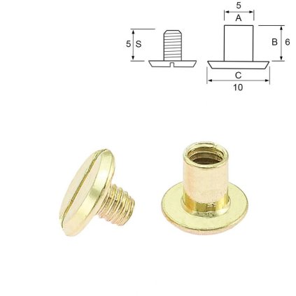 Nýt šroubovací 6 mm, Ø 5 mm zlatý
