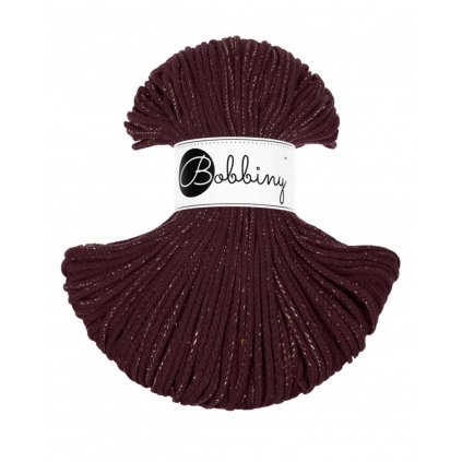 Bobbiny šňůry junior 3 mm burgundy se zlatou nitkou (Golden burgundy)
