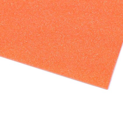 Pěnová guma s glitry samolepicí 20x30 cm oranžová dýňová, 2 ks