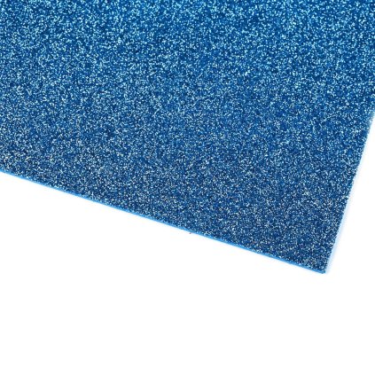 Pěnová guma s glitry samolepicí 20x30 modrá, 2 ks