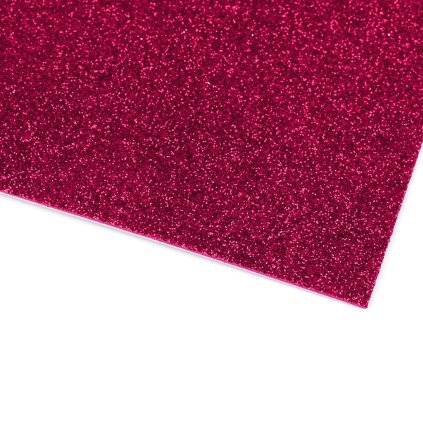 Pěnová guma s glitry samolepicí 20x30 růžová sytá, 2 ks