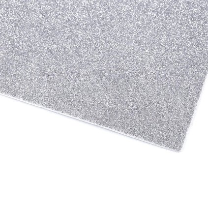 Pěnová guma s glitry samolepicí 20x30 stříbrná, 2 ks
