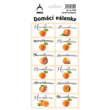 Samolepky na domácí pálenky meruňkovice 12 ks
