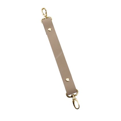 Sada kožený popruh 22 cm š. 2 cm bílá káva s karabinou zlatá