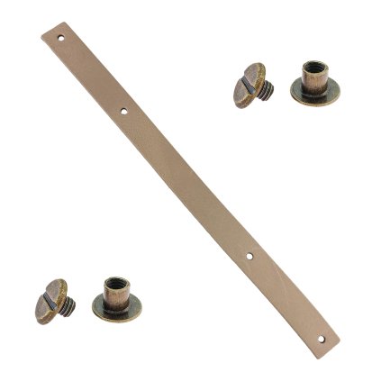 Sada kožený popruh 22 cm š. 2 cm bílá káva s nýtkem staromosaz
