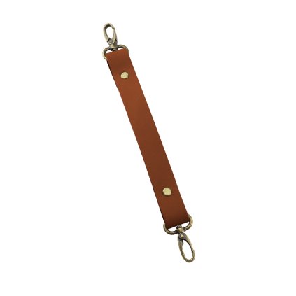 Sada kožený popruh 22 cm š. 2 cm hnědý s karabinou staromosaz