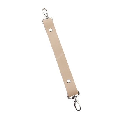 Sada kožený popruh 22 cm š. 2 cm krémový s karabinou nikl
