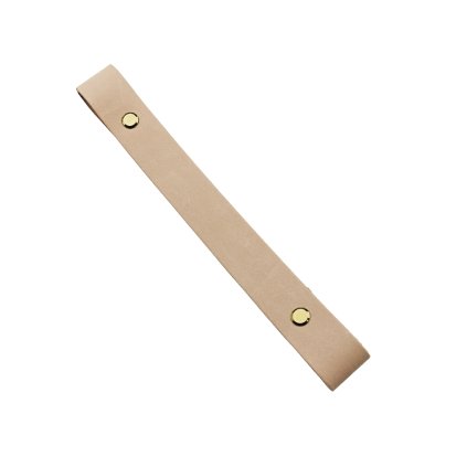 Sada kožený popruh 22 cm š. 2 cm krémový s nýtkem zlatý