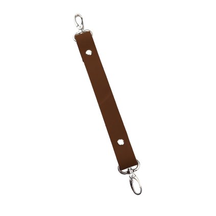 Sada kožený popruh 22 cm š. 2 cm tmavě hnědý s karabinou nikl