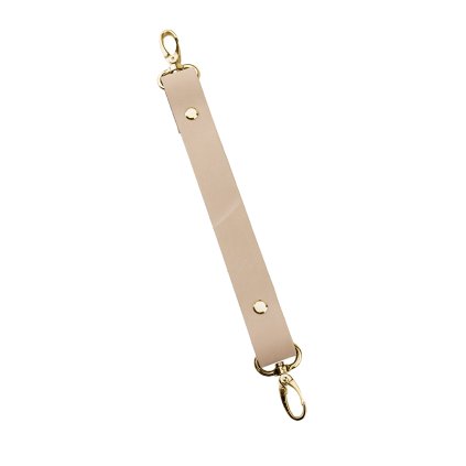 Sada kožený popruh 22 cm š. 2,5 cm krémový s karabinou zlatá