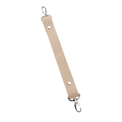 Sada kožený popruh 32 cm š. 2 cm krémový s karabinou nikl