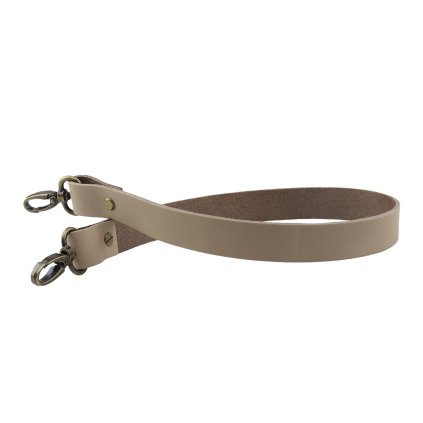 Sada kožený popruh 58 cm š.2,5 cm bílá káva s karabinou staromosaz