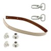 Sada kožený popruh prošívaný 62 cm š. 2 cm krémový s karabinou nikl